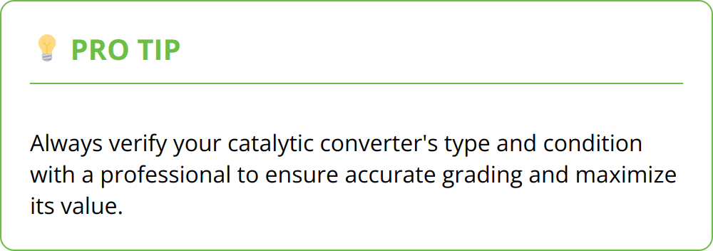 Pro Tip - Always verify your catalytic converter's type and condition with a professional to ensure accurate grading and maximize its value.